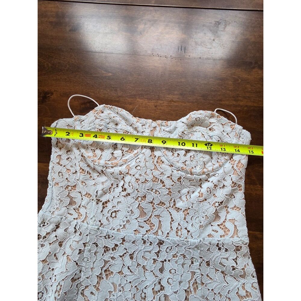 White Fox Boutique Light Blue Lace Mini Dress View 5